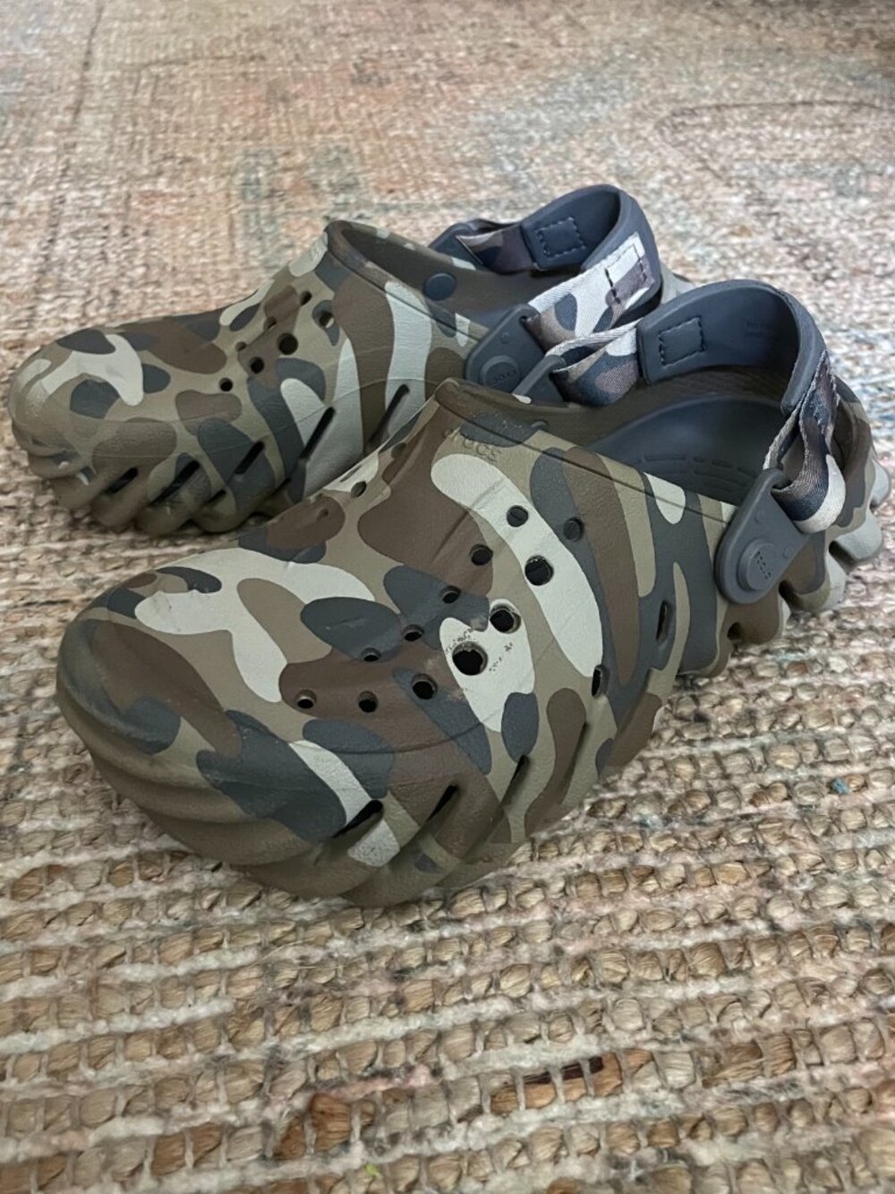 Crocs Echo Duck Clog Kids J4 Camouflage Camo Slip-on Shoes Style 209118 RARE